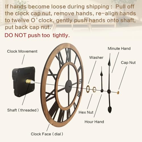 16 Inch Rustic Wall Clock Silent Non-Ticking Wooden Wall Clocks with Roman Numerals Farmhouse Decorative Clock for Living Room Bedroom Office (Grey) - Image 6