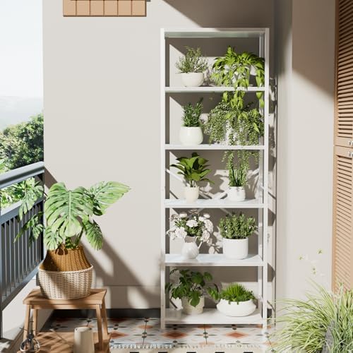 Furologee 6 Tier Bookshelf, Wide Metal Bookcase, White - Image 6