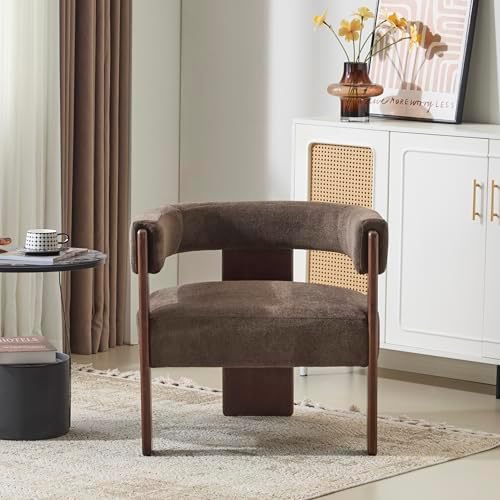 Christopher Knight Home Nettie Modern Accent Chair for Living Room, Velvet Fabric Single Lounge Sofa Chair with Wooden Frame, Comfy Reading Chair for Bedroom, Lounge Armchair with Cushion, Dark Brown by ChristopherKnightHome