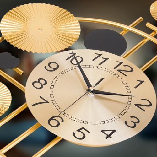 Large Wall Clocks for Living Room,Silent Non Ticking,Battery Operated Oversized Round Modern Wall Clock for Bedroom,Farmhouse,Office Wall Decor-17.7x29.97Inch(Golden) - Image 2