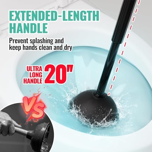 3 in 1 Toilet Brush and Plunger Set with Crevice Cleaning Brush, Toilet Plunger and Brush Set with Extra Long Handle, Plungers for Bathroom Accessories, Toilet Plunger with Holder, Black - Image 2