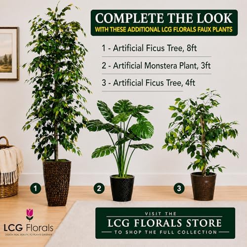 Artificial Tree 4ft Artificial Ficus Tree in Copper Metal Pot by LCG Florals – Faux Indoor Plant with Real Wood Trunk, Fully Assembled for Living Room, Office & Entryway Décor - Image 4