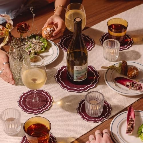 Linen Coasters for Drinks, Set of 6, 4.5 inch, Cinnabar - Image 6