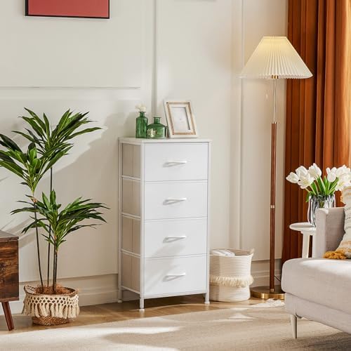 DUMOS Nightstand, Bedside Table with 4 Fabric Drawers - Image 2