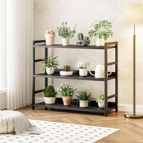 NUMENN Wide Bookshelf, 3 Tier Freestanding Shelving Unit, Black - Image 5