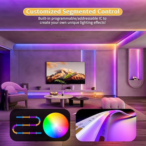 PAUTIX RGB Smart IC COB LED Strip Light Addressable 32.8ft/10m,UL-Listed 24V Color Flowing Strip Light Multicolor Flexible Tape Light for TV,Bedroom,Party DIY Decoration(Without Controller&Adapter) - Image 4