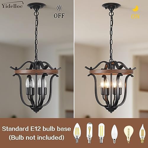 4 Lights Black Farmhouse Chandeliers Vintage Cage Ceiling Light Fixtures - Image 6