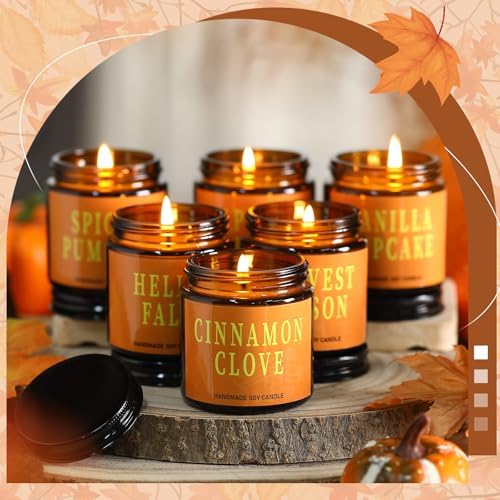Landhoow 6 Pcs Fall Scented Candle Gifts Set for Women, Fall-Pumpkin Hue - Image 4