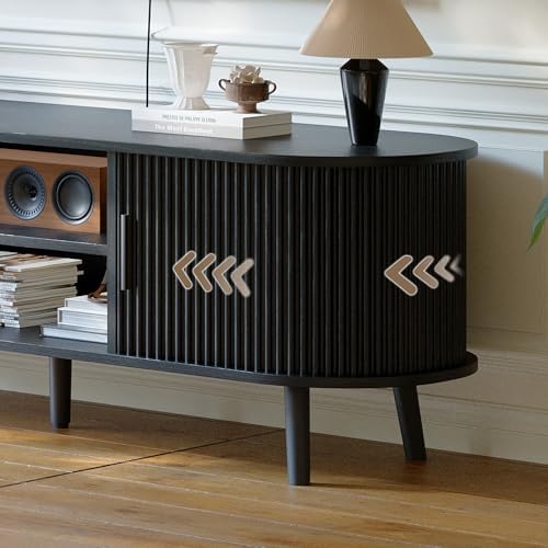 ChooChoo 54" Mid Century Modern TV Stand with Fluted Sliding Doors - Image 4