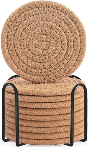 Woven Drink Coasters with Holder, Coasters for Drinks Set of 10 by ABenkle