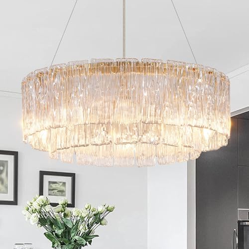 CATINER Modern 24" Crystal Glass Chandelier 10-Light Gold Chandeliers by CATINER