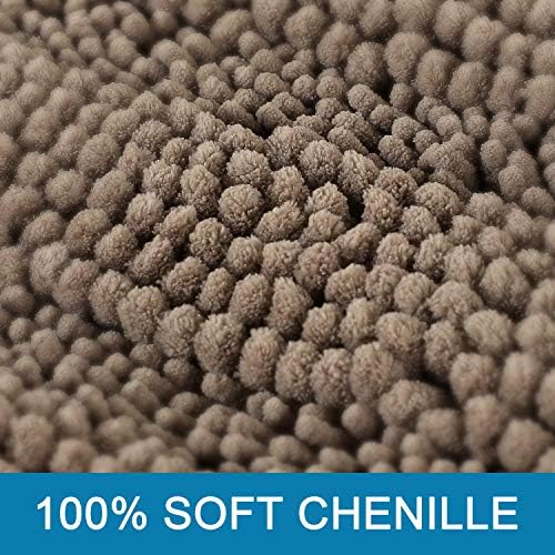 H.VERSAILTEX 2 Piece Bathroom Set - Super Absorbent Chenille Striped Bath Mats, Non Skid, Machine Washable (Taupe Brown, 24 x 36 Plus 20 x 32 - Inches) - Image 3
