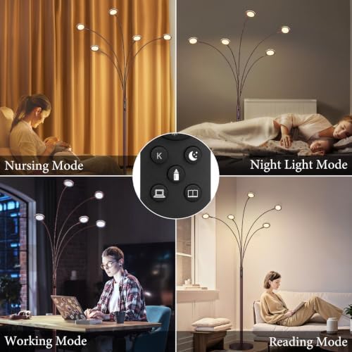 Bairth LED Arc Floor Lamp with Remote,2250LM Dimmable Floor Lamp with Timer - Image 6