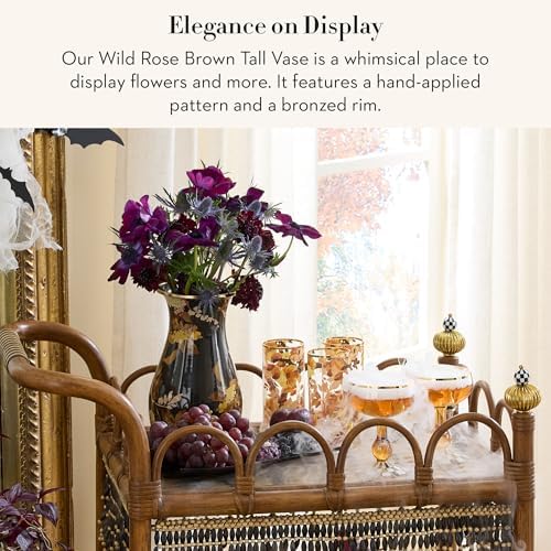 MACKENZIE-CHILDS Enamel Tall Vase, Wild Rose Brown - Image 2