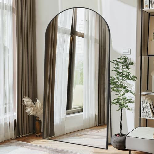 Beauty4U 76" x 37" Arched Full Length Mirror with Stand, Black Floor Mirror by Beauty4U