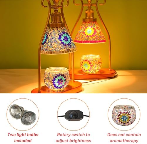 Turkish Mosaic Lamp, Candle Warmer & Wax Melt Warmer, Red - Image 4