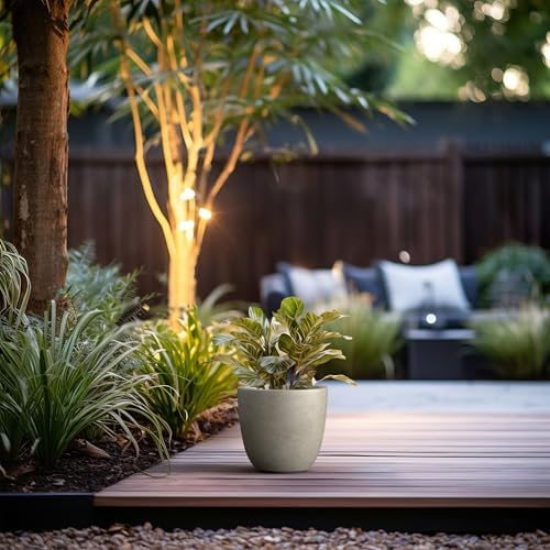 Kante Small Round Bowl Weathered Concrete Planter 10" Dia, Outdoor - Image 2