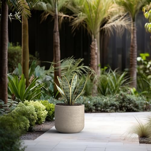 Kante Large Round Capsule Weathered Concrete Planter 13.8" Dia, Outdoor - Image 3