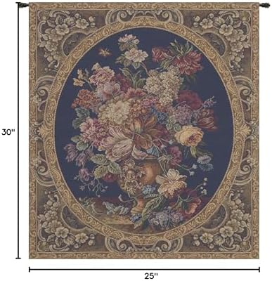 Decorative Floral in Vase Dark Blue Tapestry Wall Hanging 30 x 25 in - Image 6