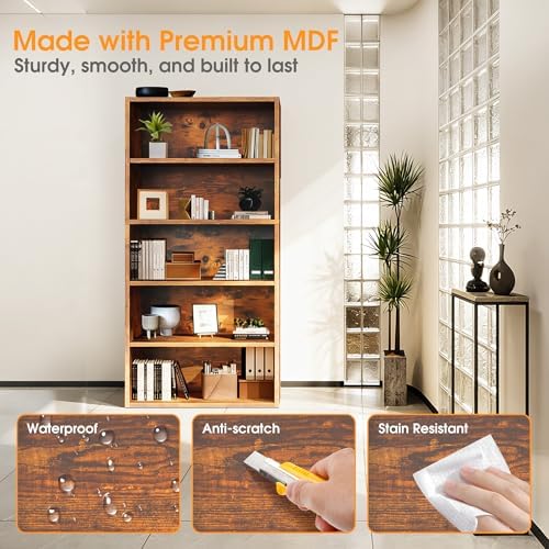 Sweetcrispy 5 Shelf Bookcase Open Display Bookshelf Storage Organizer - Image 5