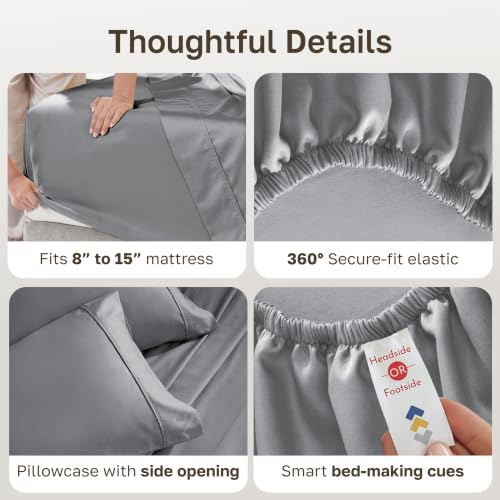 California Design Den Soft 100% Cotton Sateen Twin XL Bedding Sheets, 3 Pcs - Image 4
