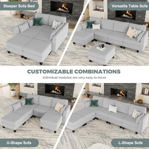 Modular Sectional Sofa 6 Seaters Modular Sleeper Sofa Couch - Image 4