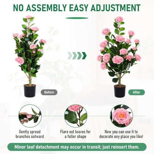2 Pack Artificial Camellia Trees with Potted (Pink Flowers) - Image 3