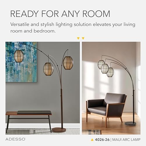 Adesso 3-Light Floor Lamp, Antique Bronze, Adjustable Height, 82” - Image 3