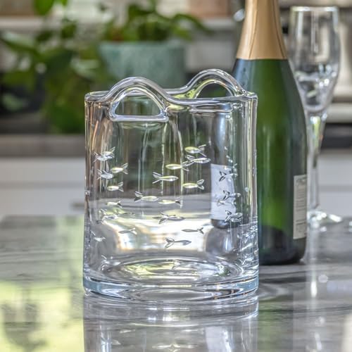 Rolf Glass School of Fish Ice Bucket | Glass Champagne Ice Bucket | Lead-Free and Diamond-Wheel Engraved | Designed and Engraved in the USA | Nautical and Coastal - Image 2