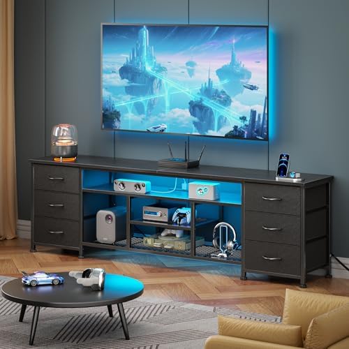 Furologee 63 Inch LED TV Stand, Entertainment Center, Black - Image 2