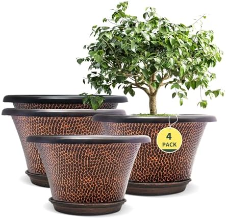 Quarut 12 Inch Pots for Plants,4 Pack Large Flower Pots with Drainage Hole by Quarut
