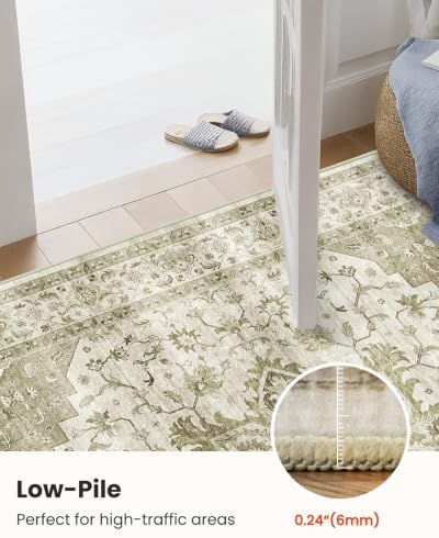 Amada Vintage Washable Area Rug,8'x10',Light Walnut - Image 5