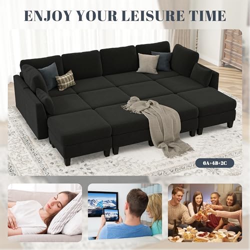 Sectional Sleeper Sofa 8 Seaters Modular Sleeper Sofa Couch - Image 6