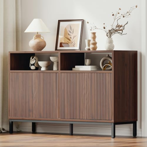 Mericonia Sideboard Buffet Cabinet Storage, Modern Wood Console Fluted Credenza - Image 3