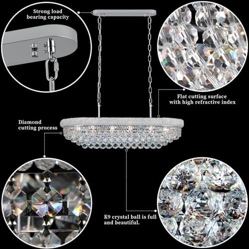 Chrome Crystal Chandeliers for Dining Room，11-Lights L35.4 Inch - Image 5