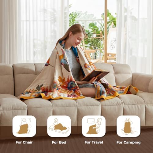 LUTBM Boho Throw Blanket for Couch 50"x60", 100% Cotton Fall Bed Blankets - Image 4