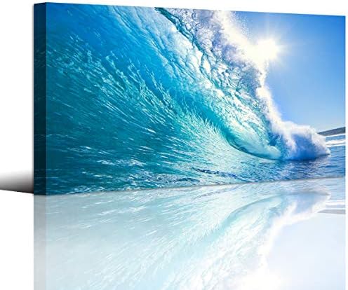 Haichuang Decor Art Framed Ocean Wave Wall Art, 48x24 Inch Large Horizontal Turquoise Sea Canvas Prints, Coastal Beach Nautical Wall Decor for Living Room Bedroom Bathroom Ready to Hang by HaichuangDecorArt