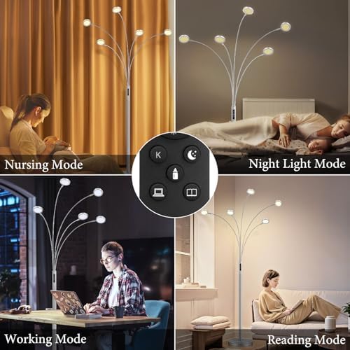 Bairth LED Arc Floor Lamp with Remote,2250LM Dimmable Floor Lamp with Timer - Image 4