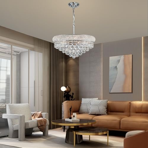 Chrome Crystal Chandeliers for Dining Room，9-Lights D22 Inch - Image 3