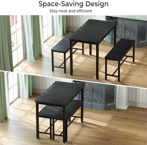 Tatub Dining Table Set for 4, 3-Piece Kitchen Table with 2 Benches - Image 3