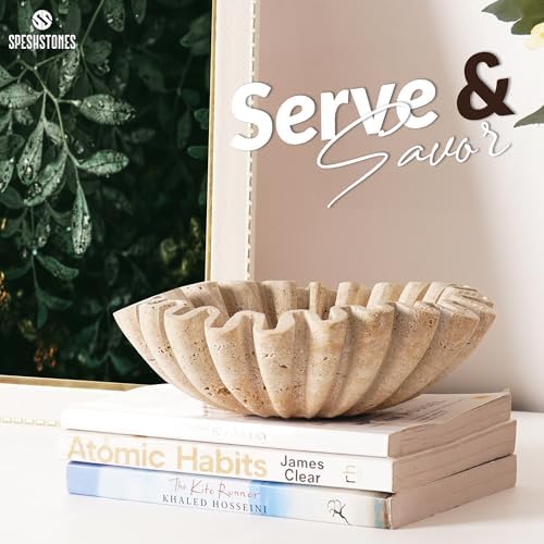 Large Decorative Bowl, 8'' Travertine Bowl for Home Decor - Image 5