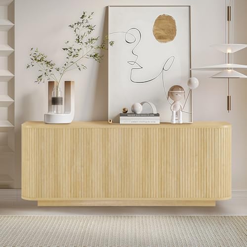 64" Fluted Buffet Cabinet with Storage Sideboard Cabinet - Image 3
