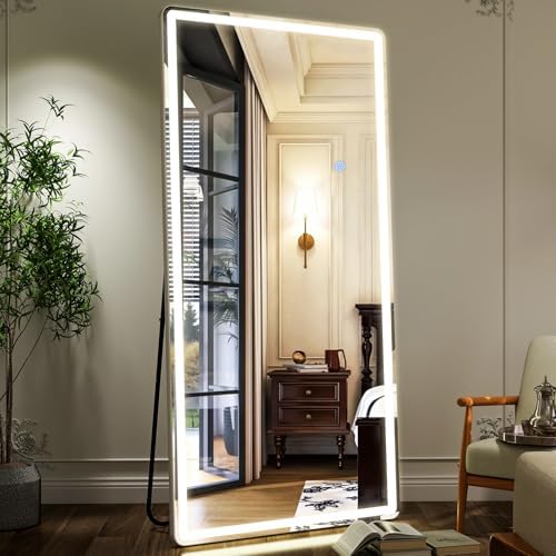 GLSLAND Full Length Mirror with Lights, 71"x30" Dimmable Floor Mirror – 3-Color Lighting, Standing or Wall-Mounted LED Body Mirror for Bedroom & Cloakroom - Image 6