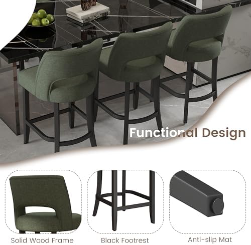 VKNOW Bar Stools Set of 6, 26" Upholstered Counter Height Bar Stools - Image 5