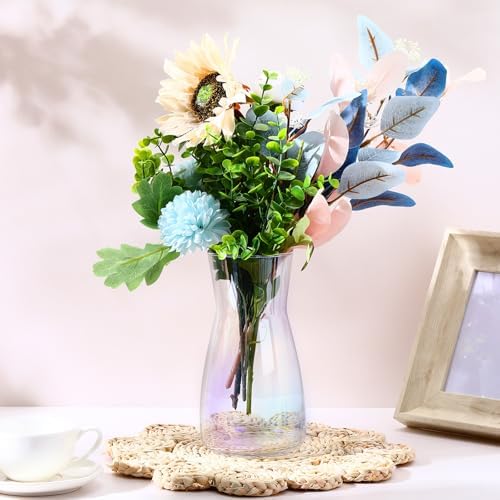 Thenshop 10 Pcs 8'' Tall Clear Glass Flower Vase for Bouquet, Neon Clear - Image 3