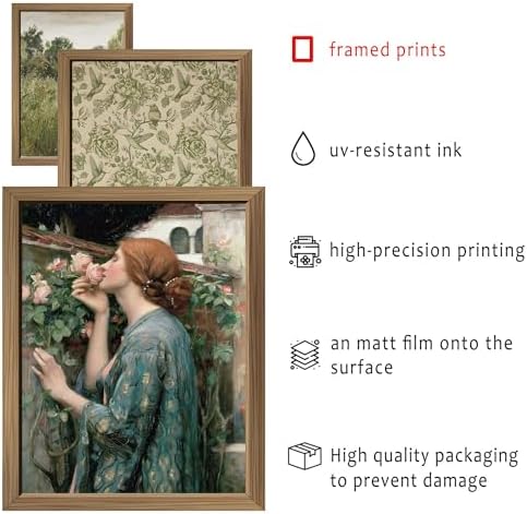 ANERZA 16 PCS Framed Vintage Wall Art Decor, French Country Wall Prints for Bedroom, Landscape Gallery Wall Frame Set, Farmhouse Posters for Living Room Aesthetic, Rustic Collage Kit, Dorm Home Decor - Image 3