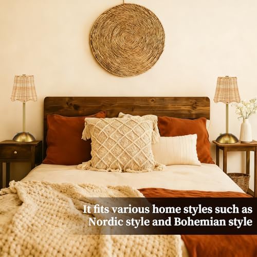 12 Inch Rattan Cordless Table Lamp, Without Bow, Gold, 2 Pack - Image 6