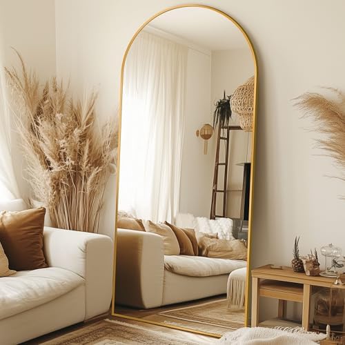 71"x28" Arched Full Length Mirror, Standing Floor Mirror, Gold - Image 2