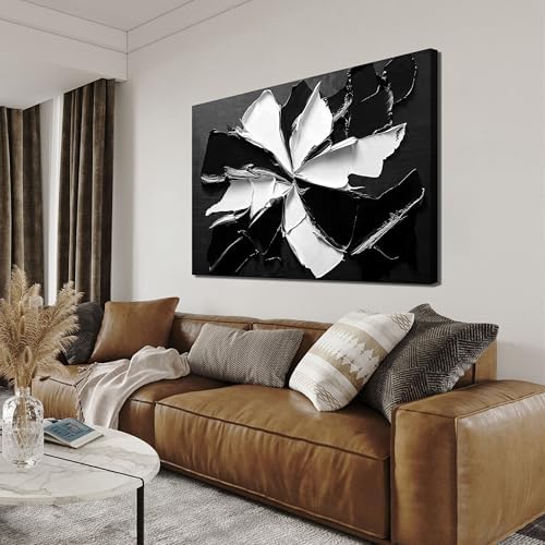 Abstract Wall Art Decor Modern Wall Art Pictures for Living Room Minimalist Black and White Wall Art Prints Abstract Canvas Art Wall Decor Flowers Artwork for Walls Home Office Decorations 24" X 36" by TQJYILUFAART