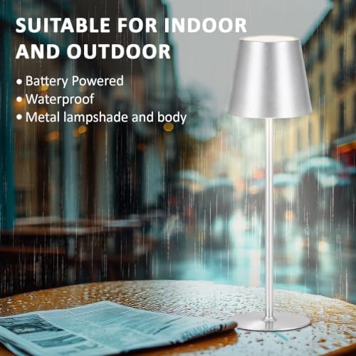 Retisee 12 Pack Cordless Table Lamp Portable Rechargeable Lamp, Silver - Image 5